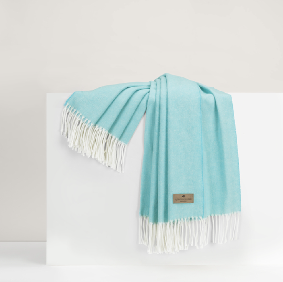 Turquoise Herringbone Throw
