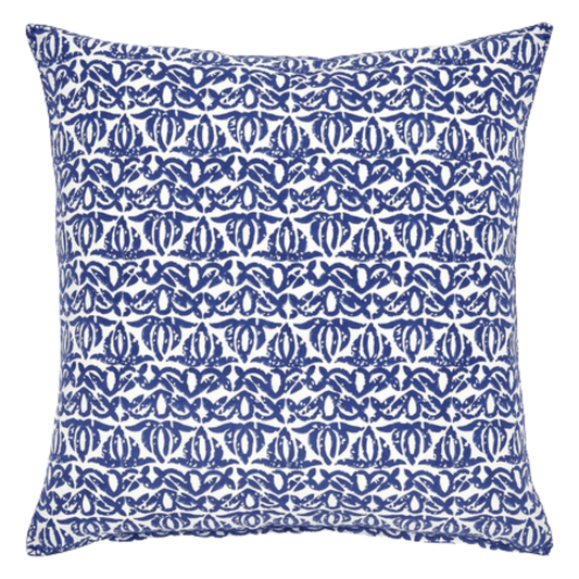blue and white geometric pillow from Brice Interiors