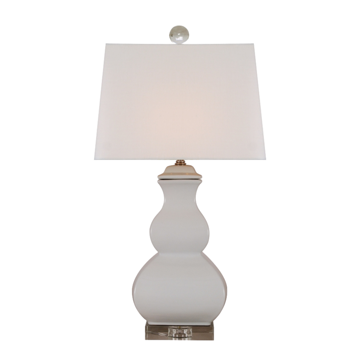 White square porcelain lamp with acrylic base